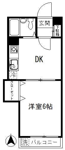 CSマンション(1DK/2階)の間取り写真