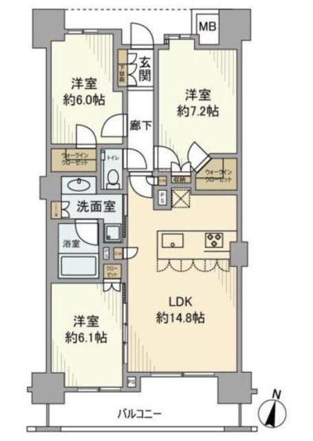 アトラス品川中延(3LDK/1階)の間取り写真