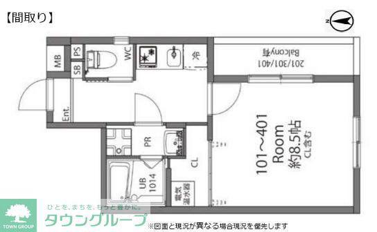 BEL POST 明大前(1K/1階)の間取り写真