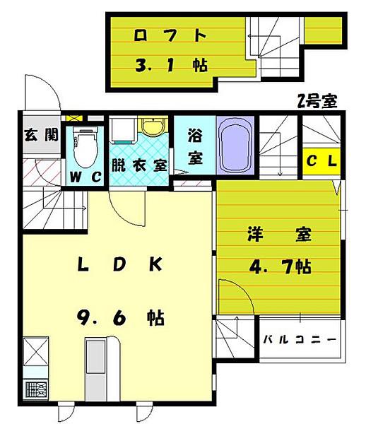 CB和白オーシャンリゾート(1LDK/1階)の間取り写真