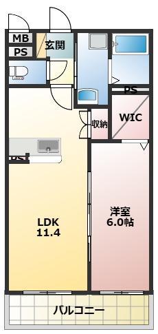ラフィーネさつま(1LDK/1階)の間取り写真