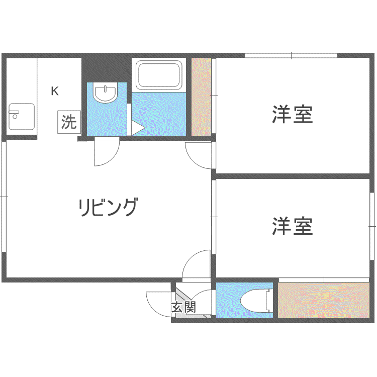 アドゥスィールII(2LDK/2階)の間取り写真