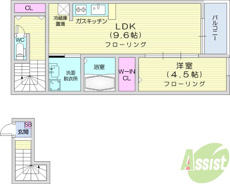 S.CREST(1LDK/2階)の間取り写真