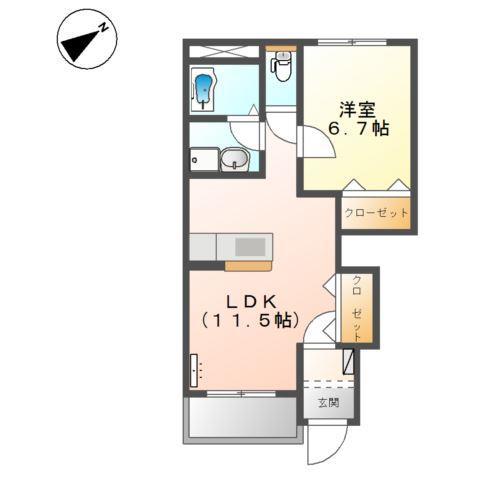 ムーンクリスタル(1LDK/1階)の間取り写真