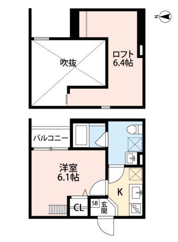 プラステート(1K/1階)の間取り写真