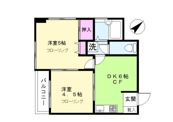 クレモナ(2DK/4階)の間取り写真