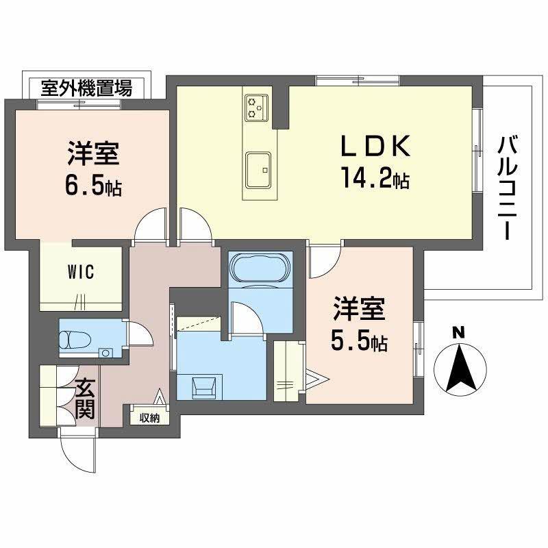 ファミール夜寒(2LDK/4階)の間取り写真