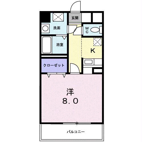 エルグレイス大手(1K/4階)の間取り写真