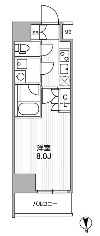 リーラ中野(1K/2階)の間取り写真
