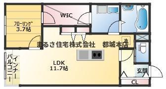 SPUMONI(1LDK/1階)の間取り写真