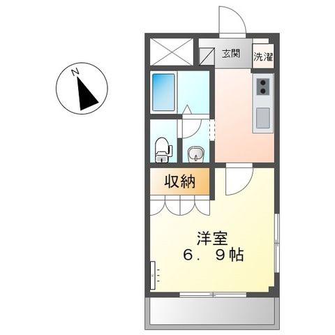 フラワーハイツ松本(1K/1階)の間取り写真