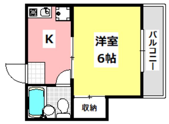 春日薩摩マンション(1K/2階)の間取り写真
