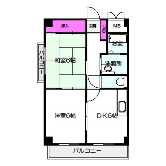 カィンド諏訪(2DK/5階)の間取り写真