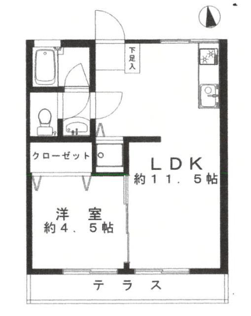 サンハイツ(1LDK/1階)の間取り写真