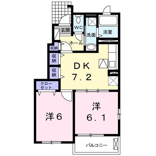 アルド-レヒル(2DK/1階)の間取り写真
