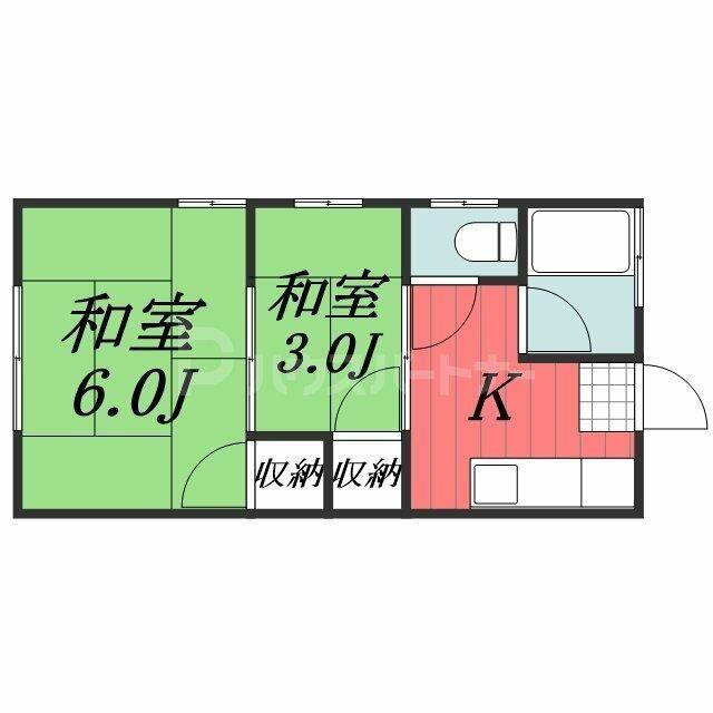 小松荘(2K/2階)の間取り写真