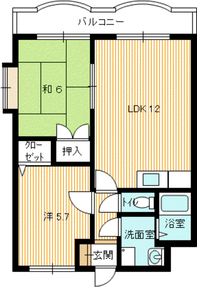 ケイムB(2LDK/3階)の間取り写真
