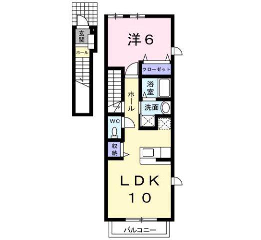 グローリーハウスB(1LDK/2階)の間取り写真