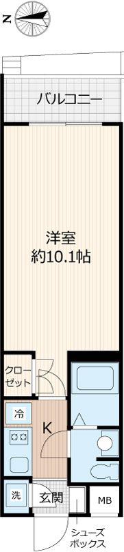 BEVERLY HOMES赤塚公園II(1K/5階)の間取り写真
