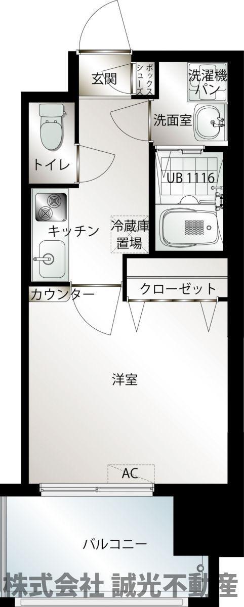 エンクレスト博多駅前III(1K/7階)の間取り写真