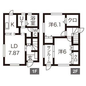 サンモールフジE(2LDK/1階)の間取り写真