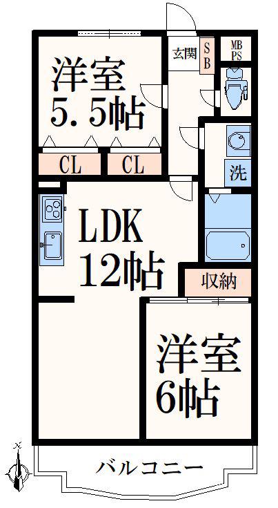 リアライズ八王子大塚(2LDK/3階)の間取り写真