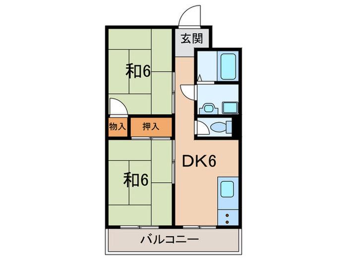 プレアール白水(2DK/4階)の間取り写真