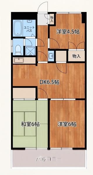 ニューブリッヂビル(3DK/4階)の間取り写真