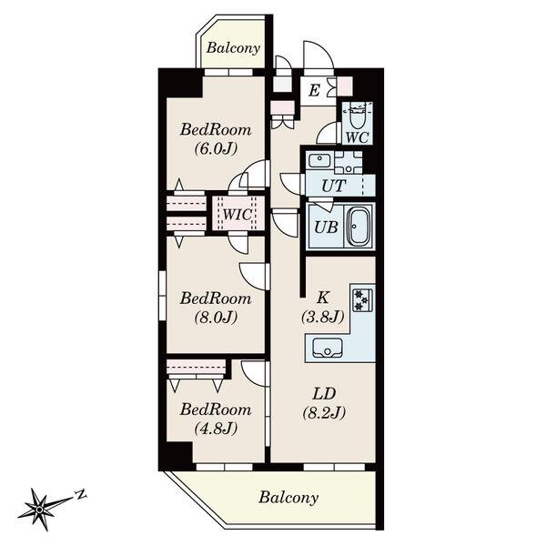 S-RESIDENCE神沢AFFORD(3LDK/5階)の間取り写真