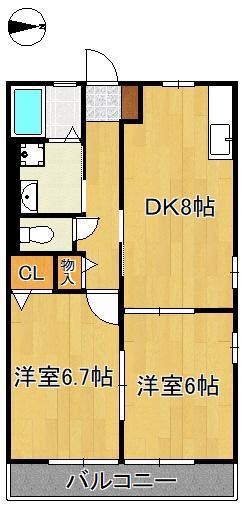 ブエナビスタ(2DK/2階)の間取り写真