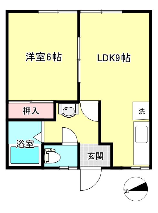 コーポタカB(1LDK/1階)の間取り写真