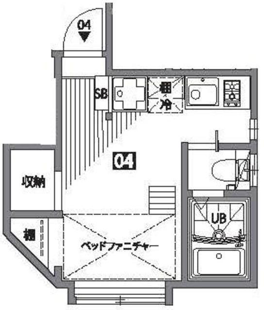 方南町テラスハウスW(ワンルーム/1階)の間取り写真