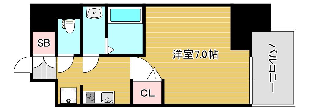 WORVE大阪本町(1K/3階)の間取り写真