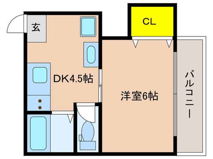 ビタミンテラス神仙寺(1DK/1階)の間取り写真
