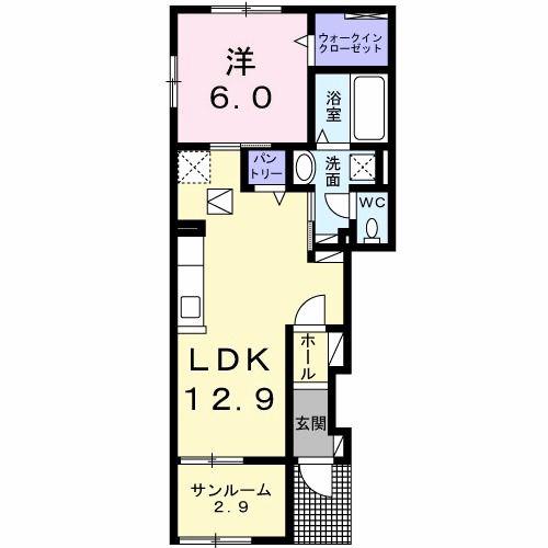 ラーソ ミラグロ II(1LDK/1階)の間取り写真