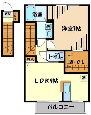 ル・コンフォール国立(1LDK/2階)の間取り写真