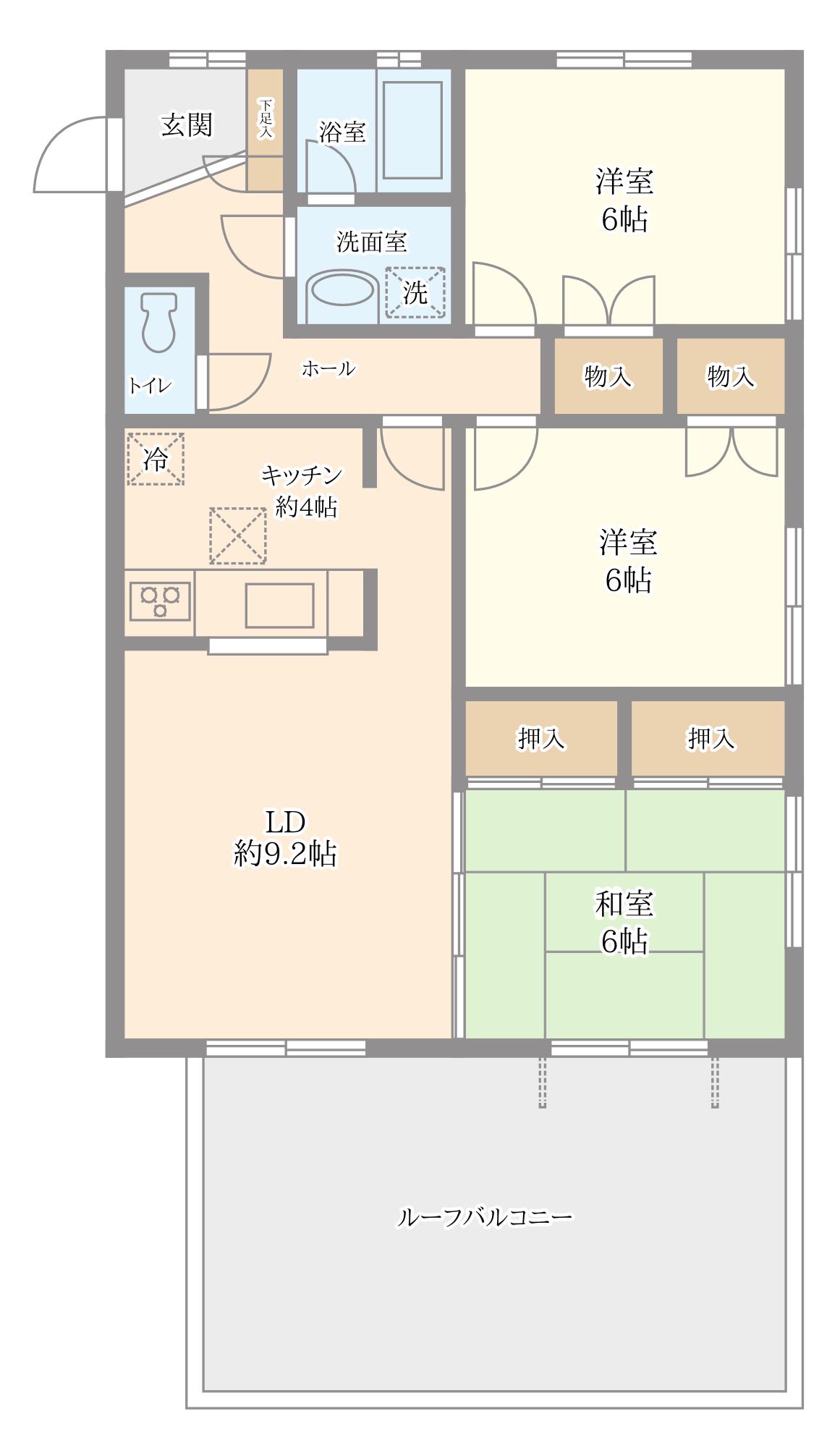 ルマ成城 2階部分 大型犬可(3LDK/2階)の間取り写真