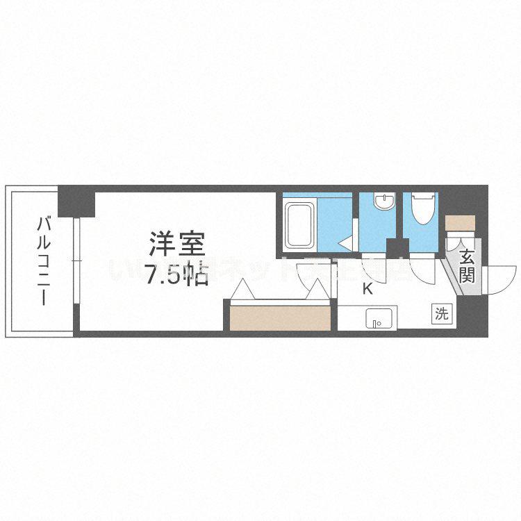LUXE我孫子(1K/2階)の間取り写真