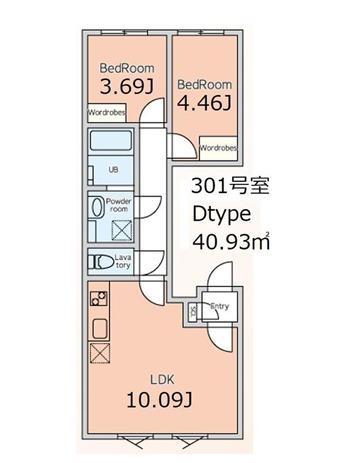 アレーロベース笹塚サウス(2LDK/3階)の間取り写真