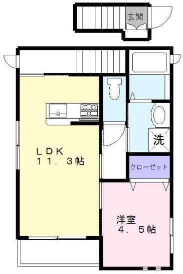 Mメゾン(1LDK/2階)の間取り写真