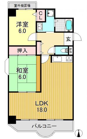サンウッズ(2LDK/7階)の間取り写真