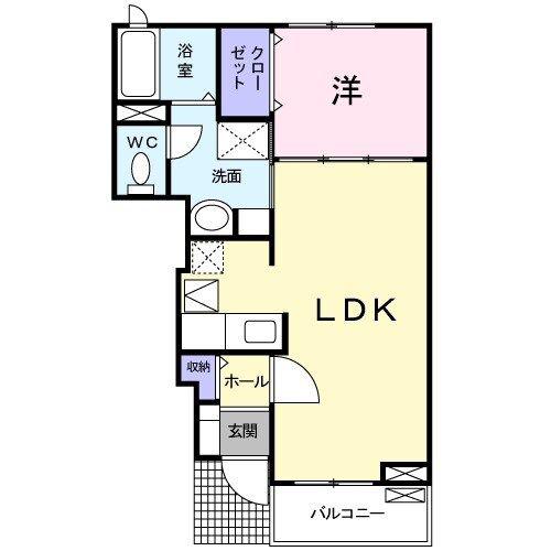 アジュール(1LDK/1階)の間取り写真
