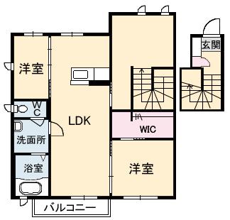 グランスィ一ト田島 B棟(2LDK/2階)の間取り写真