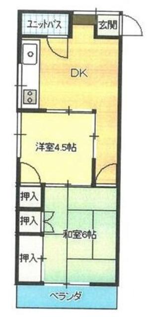 北山ハイツ(2DK/2階)の間取り写真