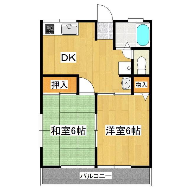 シティハイム高橋(2DK/1階)の間取り写真