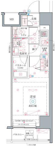 クレヴィスタお花茶屋(1K/11階)の間取り写真