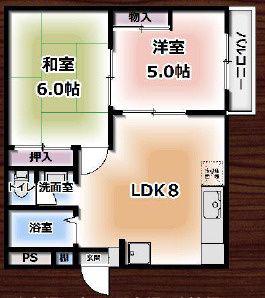 ピュアハウスナダ(2DK/2階)の間取り写真