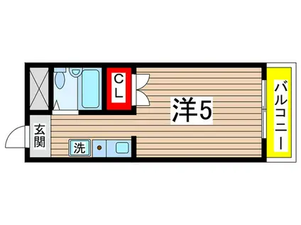 北浜ビル(ワンルーム/2階)の間取り写真