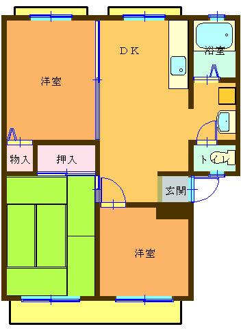 サンライフ中野(3DK/1階)の間取り写真
