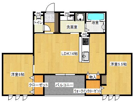 パークレークEZU(2LDK/1階)の間取り写真
